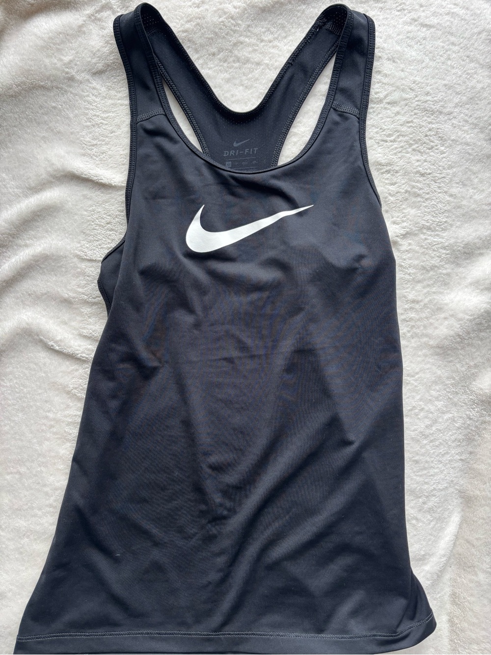 Nike Black Racerback Dri-FIT Tank with White Swoosh